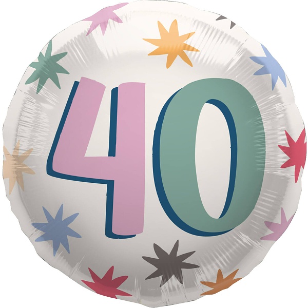 Balónik fóliový Starburst 40. narodeniny 45 cm