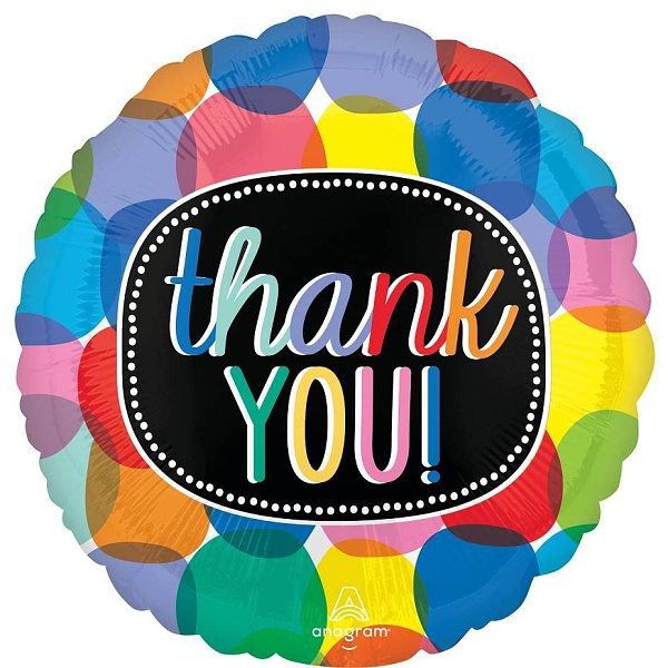 Balónek fóliový Thank You barevný 46 cm