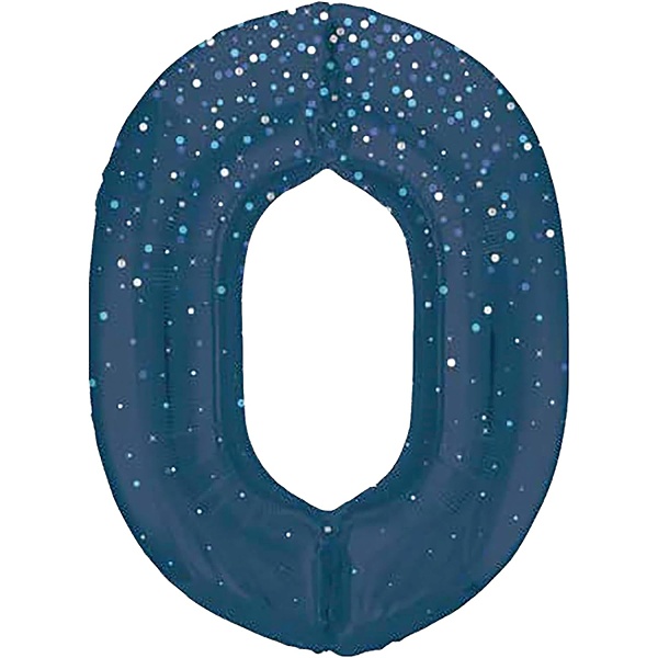 Balónek fóliový č. 0 modrý s puntíky 86 cm