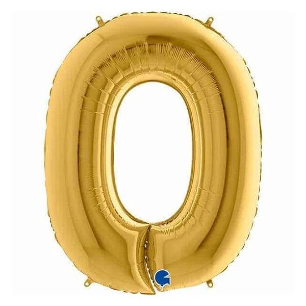 Balónek fóliový číslice 0 zlatá 102 cm