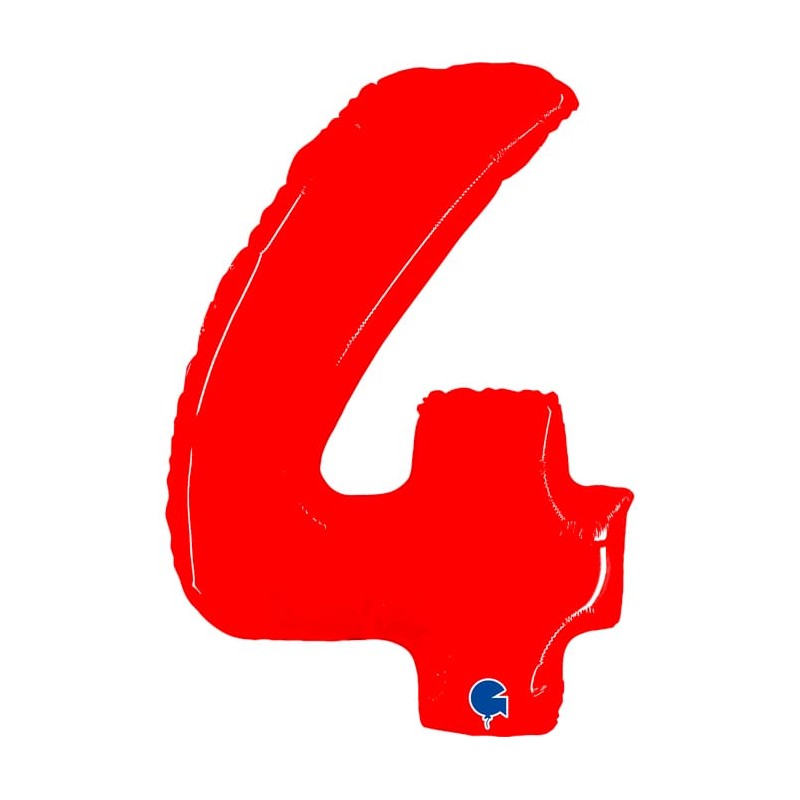 Balónik fóliový číslica 4 červená s bielymi odleskami 102 cm