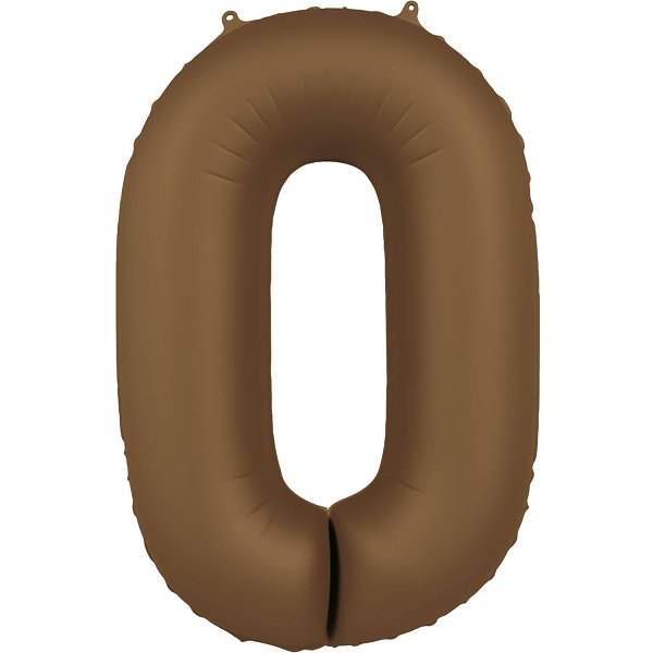 Balónik fóliový číslo 0 Čokoládovo hnedý, matný 86 cm