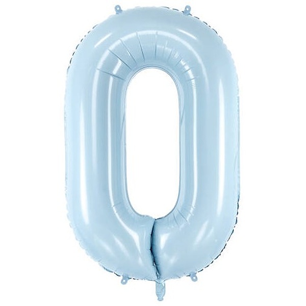 Balónik fóliový číslo 0 pastelovo modrý 72 cm