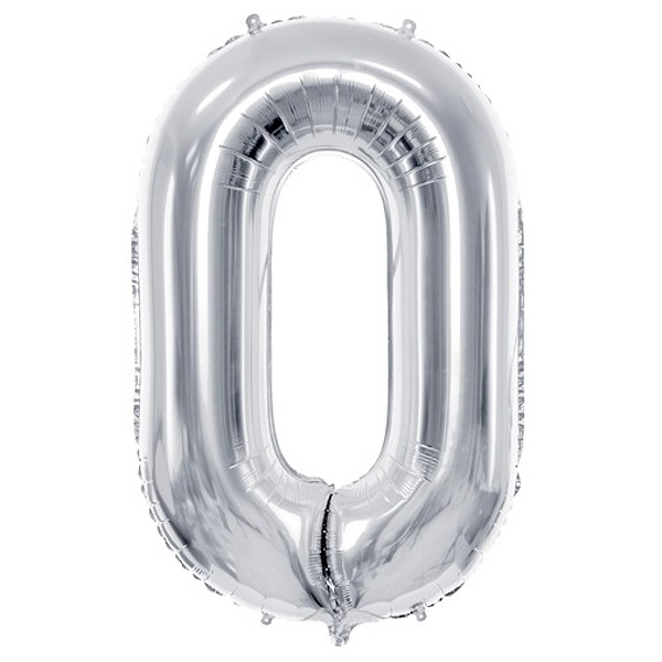 Balónik fóliový číslo 0 strieborný 72 cm