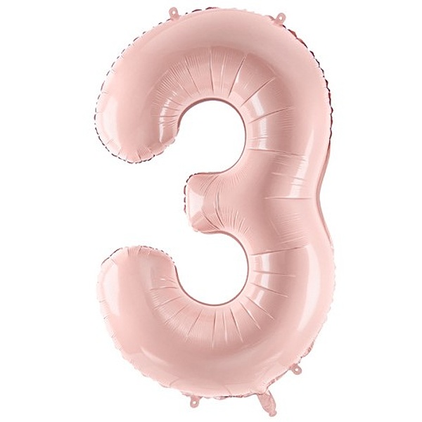 Balónik fóliový číslo 3 pastelovo ružový 72cm