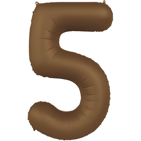 Balónik fóliový číslo 5 Čokoládovo hnedý, matný 86 cm