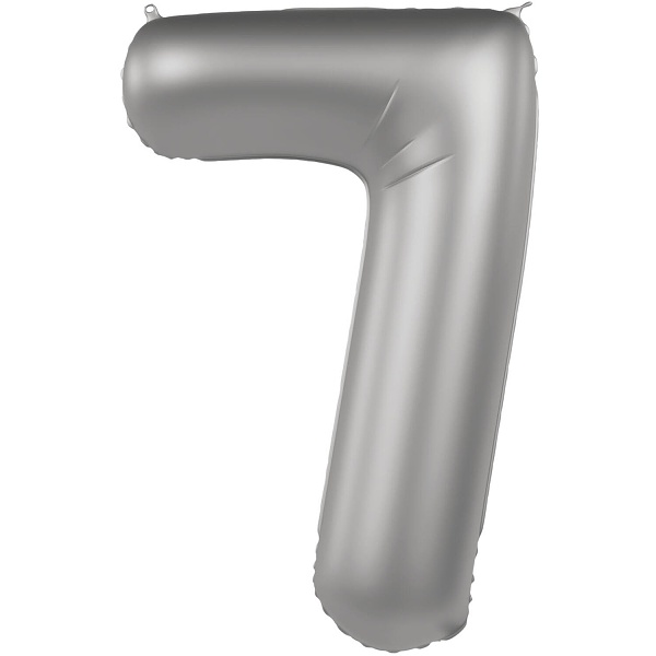 Balónik fóliový číslo 7 Mesačné striebro, saténový lesk 86 cm