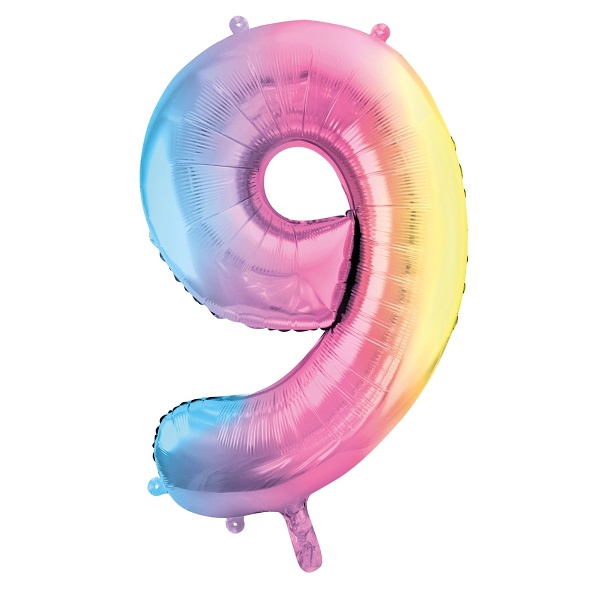 Balónek fóliový číslo 9 pastelově druhová 86 cm