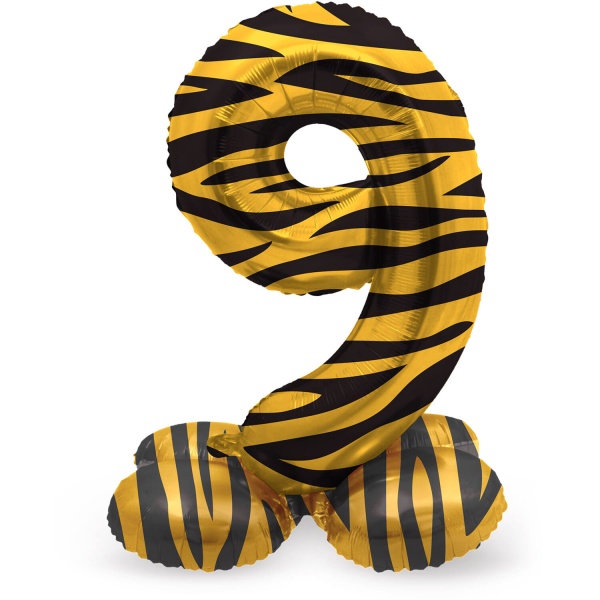 Balónik fóliový číslo 9 samostatne stojaci Tiger 41 cm
