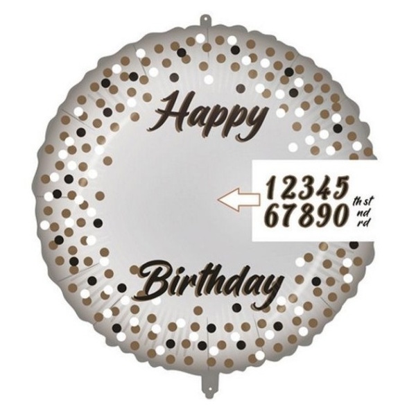 Balónik fóliový pre personifikáciu so samolepiacimi číslicami Bodky okrúhle 46 cm