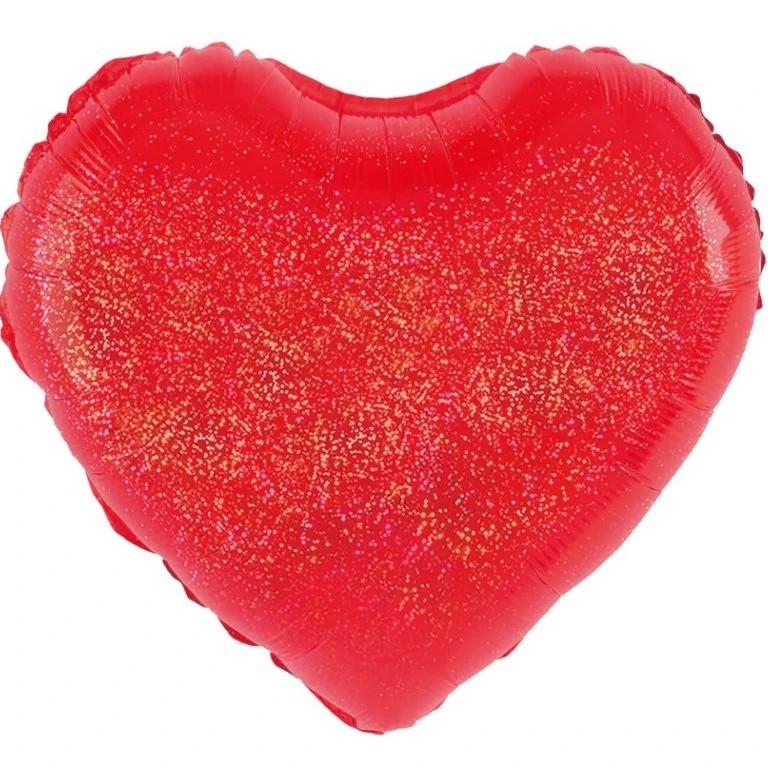 Balónek fóliový srdce červené se třpytkami 46 cm