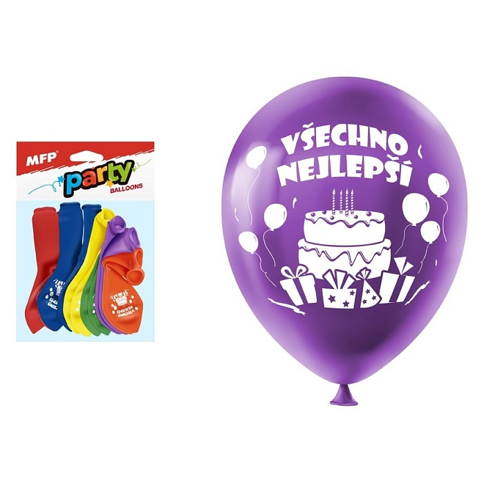 Balónek latexový Všechno nejlepší 23 cm 12 ks