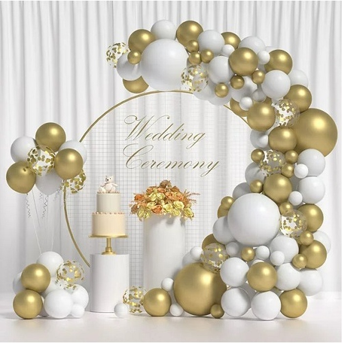 Balónková girlanda Elegant Gold and White