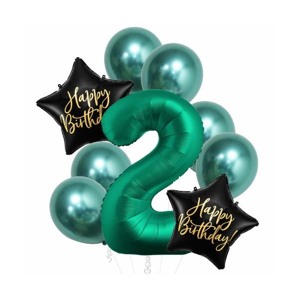Balónkový buket 2. narozeniny chrom zelený