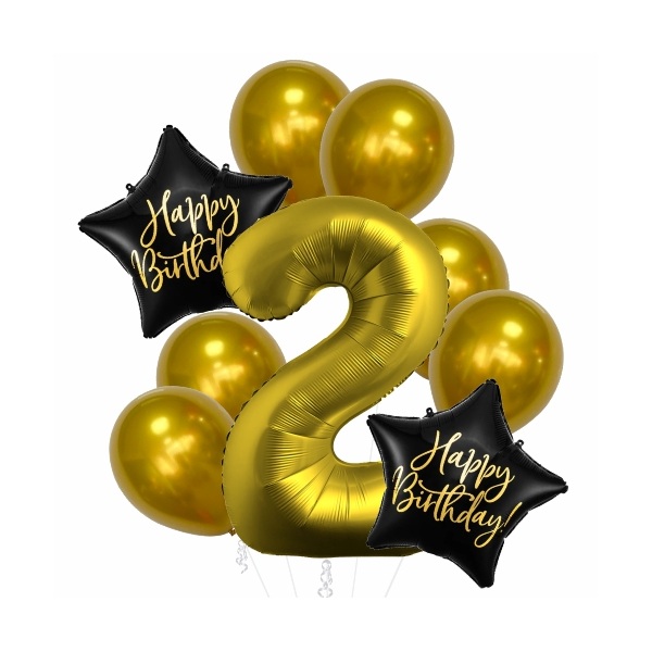 Balónkový buket 2. narozeniny chrom zlatý