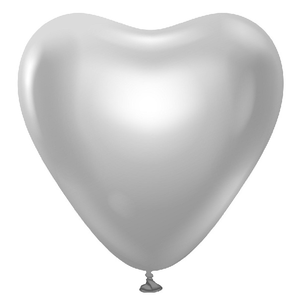 Balóniky latexové platinové strieborné srdce 30 cm, 6 ks