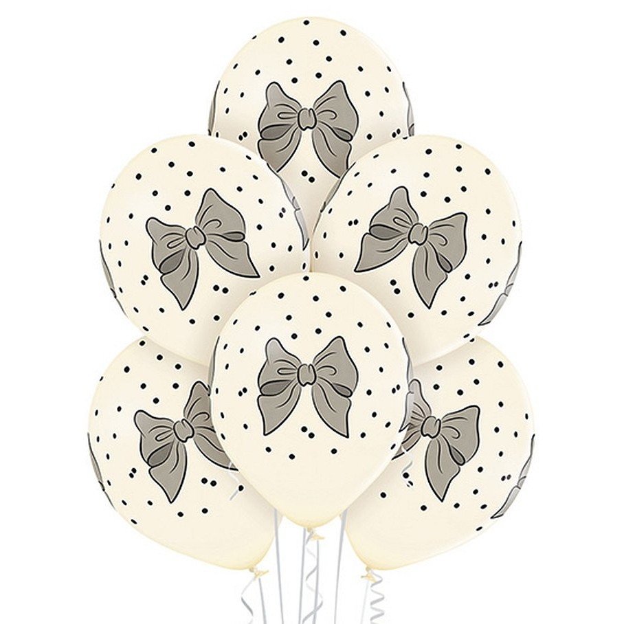 Balónky latexové vanilkové s mašlemi 30 cm 6 ks