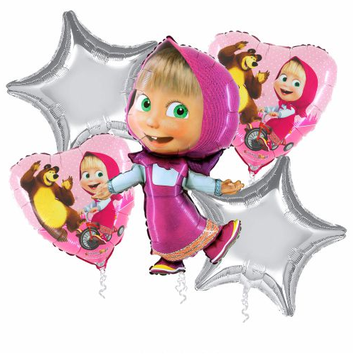 Balónová kytice Máša a medvěd