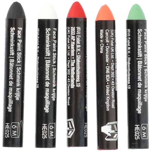 Farbičky na tvár v ceruzke Halloween BoOo 5 ks