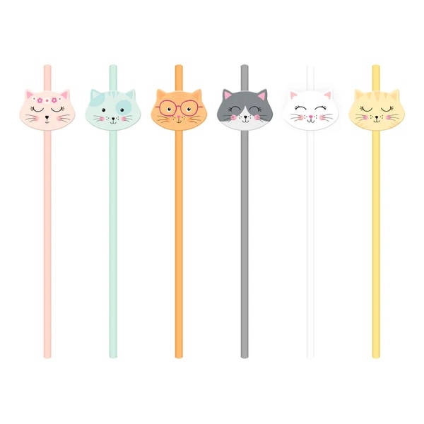 Brčka papírová Kočky 6 ks