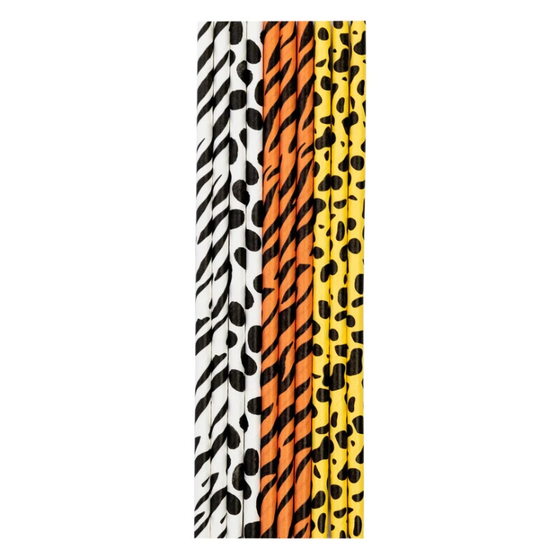 Slamky papierové Zvierací motív 10 ks