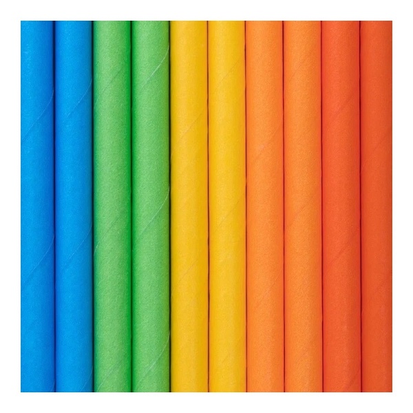 Slamky papierové dúhové 10 ks