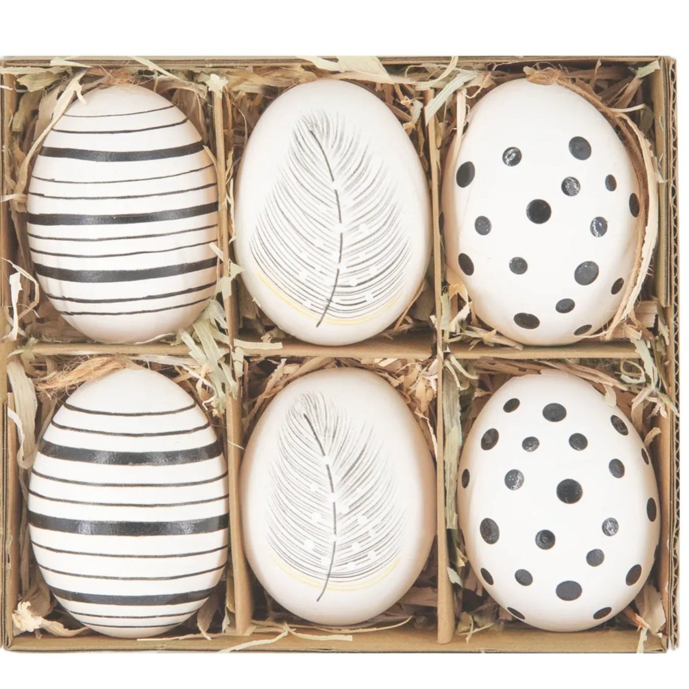 Dekorace velikonoční vajíčka černo-bílá 6 ks