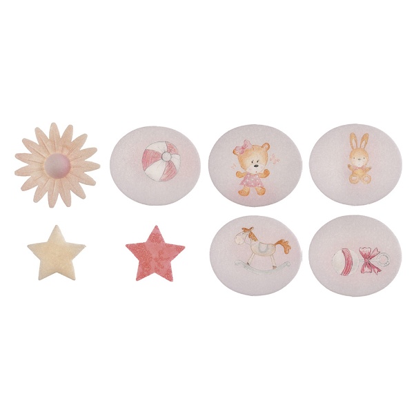 Dekorace z jedlého papíru Sedmikrásky s růžovými dekoracemi