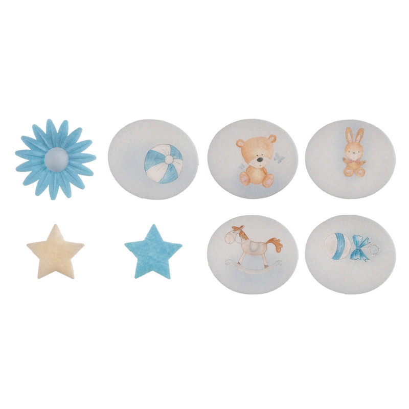 Dekorace z jehlého papíru Sedmikrásky s modrými dekoracemi