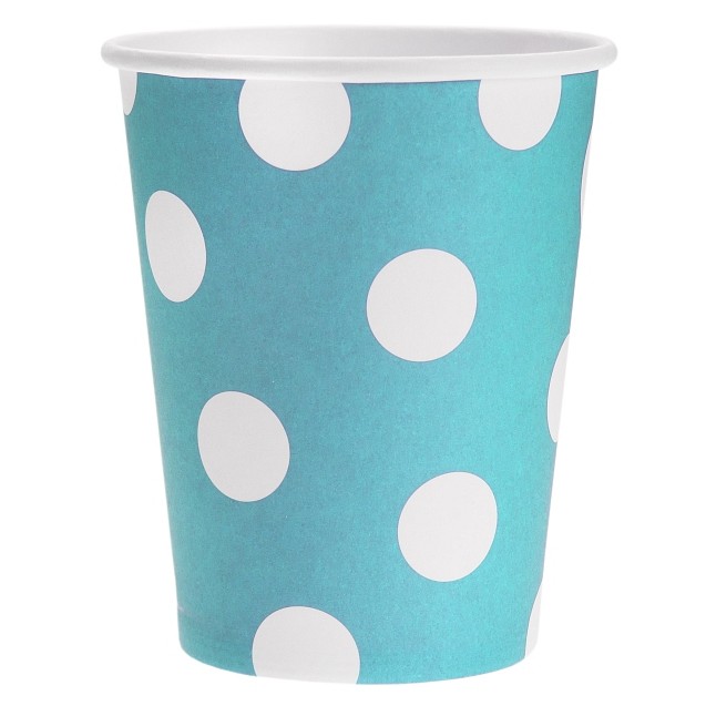 Kelímky modré s bílými puntíky 270 ml 6 ks