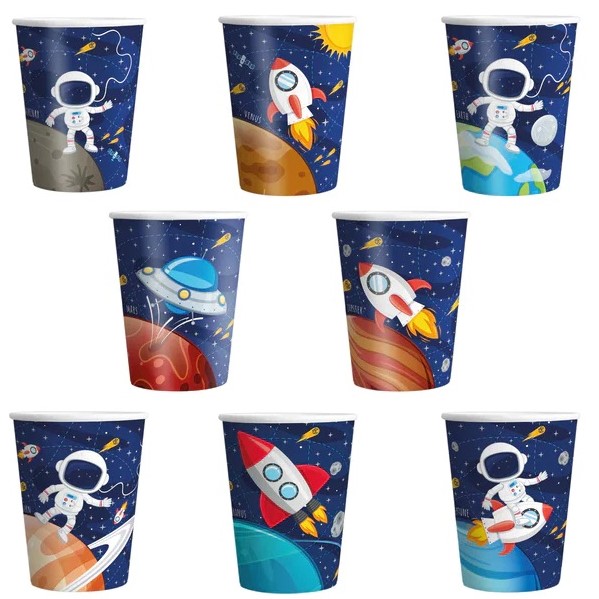 Tégliky papierové Vesmír 220 ml 8 ks