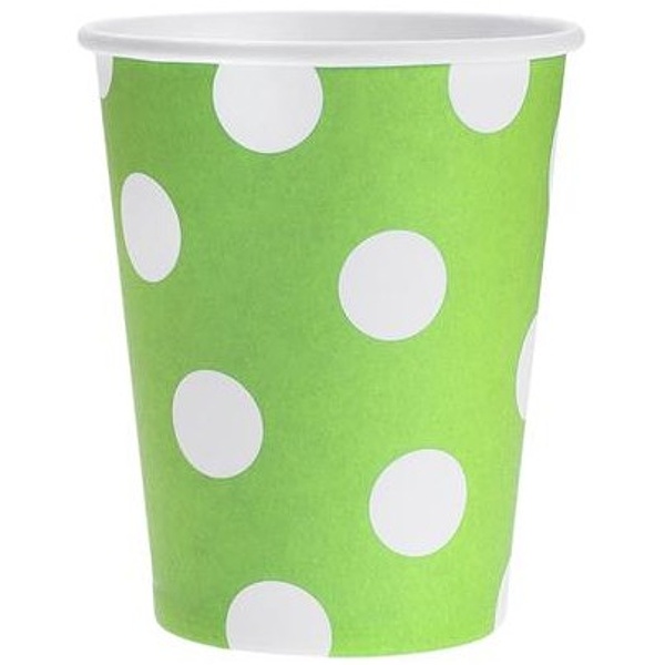 Kelímky zelené s bílými puntíky 270 ml 6 ks