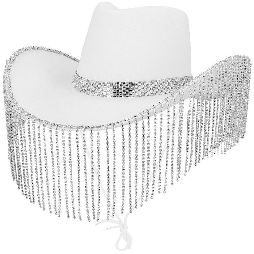 Klobouk bílý s kamínky