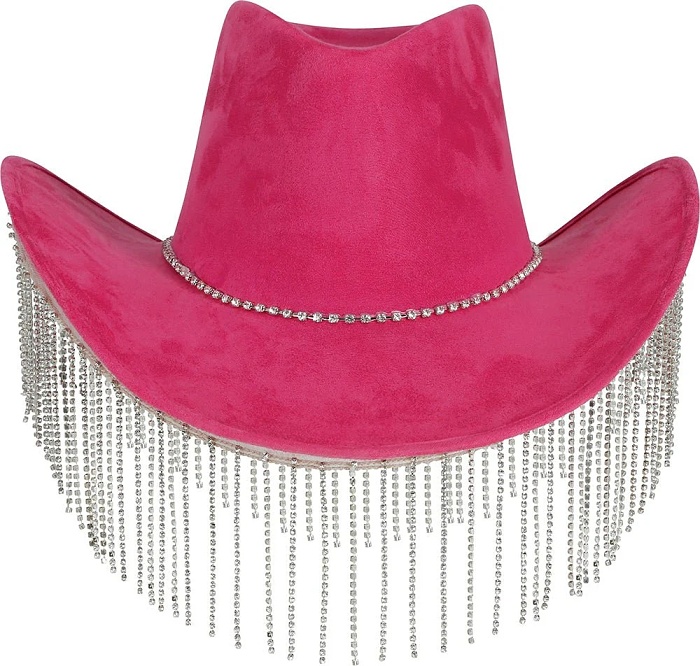 Klobouk kovbojský růžový s kamínky