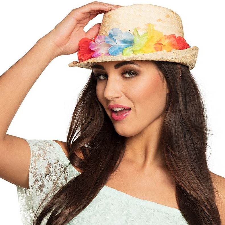 Klobouk slaměný s květinami