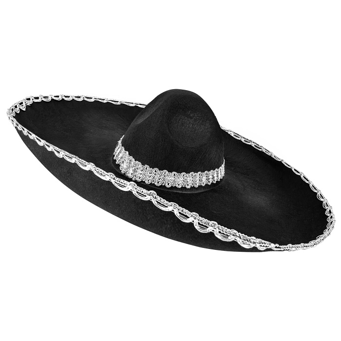 Klobouk sombrero černý se stříbrným lemováním
