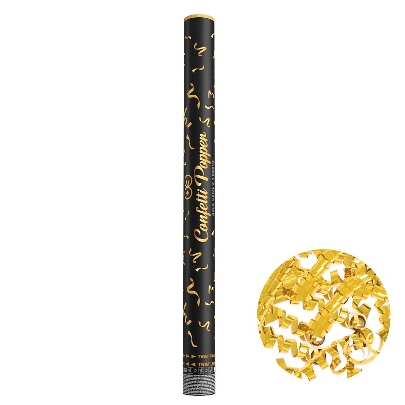 Konfety vystřelovací metalické zlaté stuhy, 60 cm