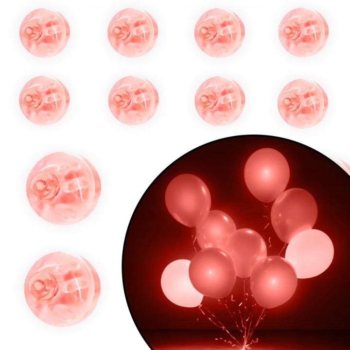 LED diody do balónků červené 10 ks