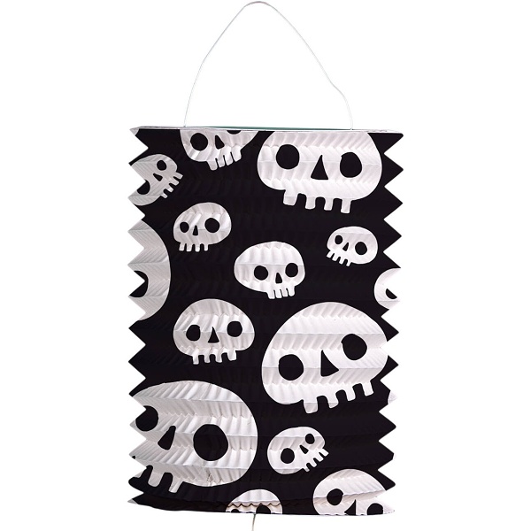 Lampión černý s lebkami 16x22 cm