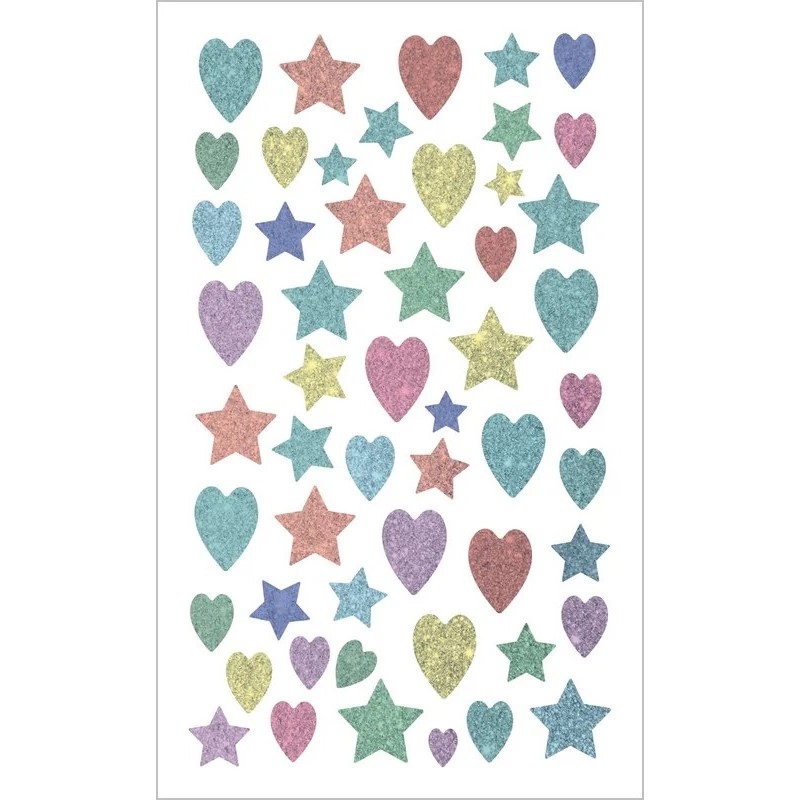 Nálepky Mini farebné srdiečka a hviezdy 7,5 x 12,3 cm