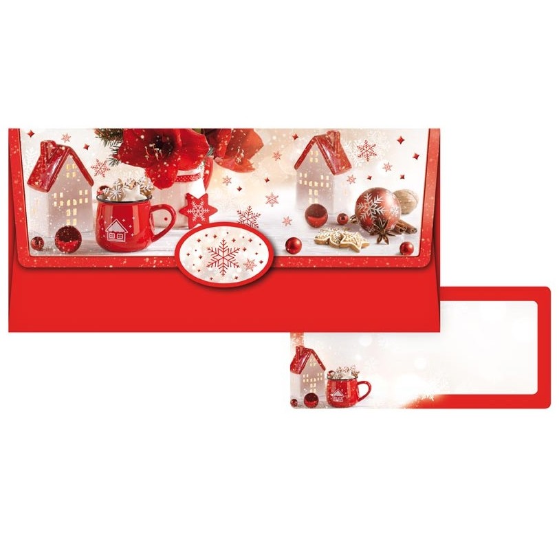 Obálka na peníze červená s vánočním motivem