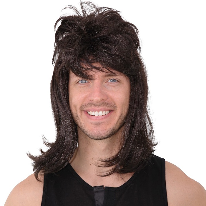 Paruka Rockman dlouhé hnědé vlasy