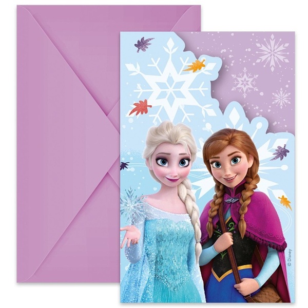Pozvánky s obálkami Frozen 6 ks