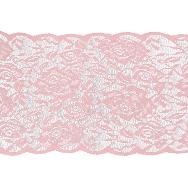 Šerpa stolová čipkovaná ružová 17 cm x 5 m