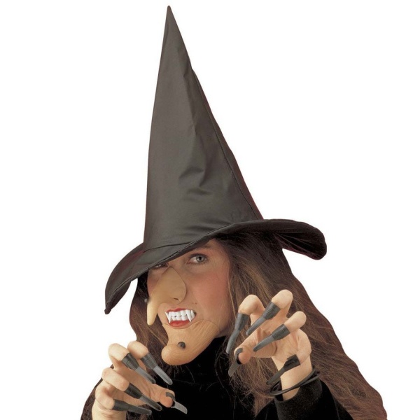 SET Čarodejnica-klobúk, nos,brada, zuby a nechty