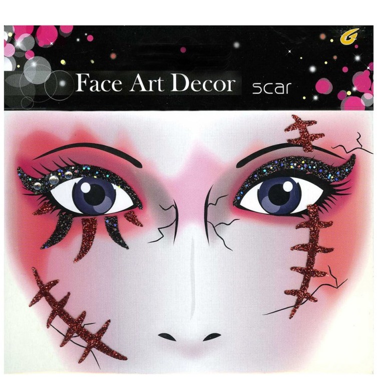 Samolepka na obličej Halloweenska jizva