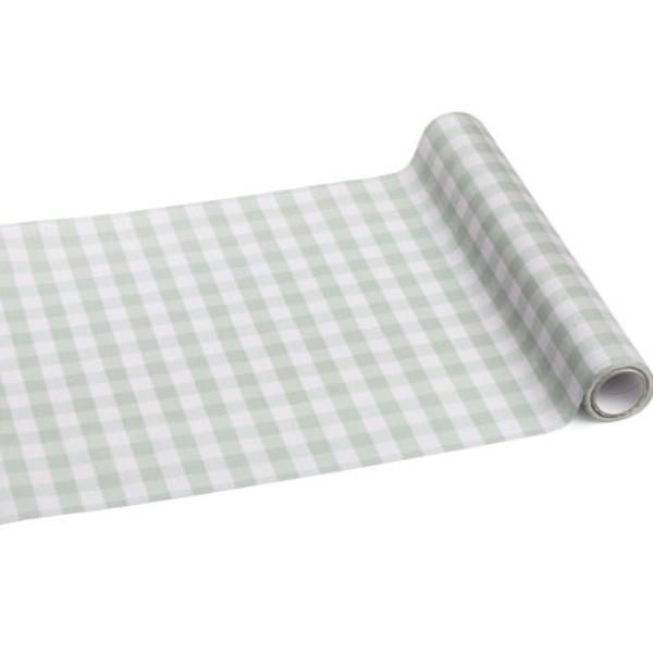 Šerpa na stůl čtverečkovaná světle zelená 40x500 cm