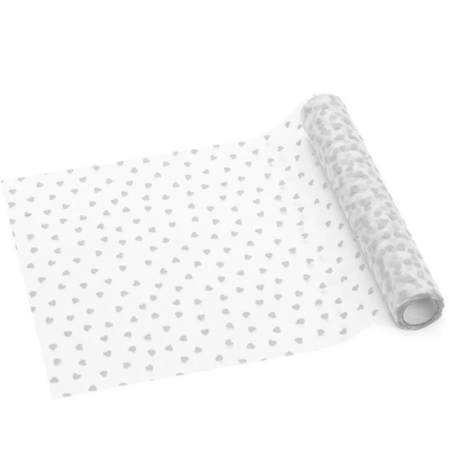 Šerpa stolová s bílými srdíčky 0,36 x 9 m
