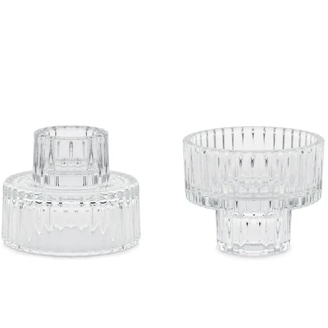 Skleněný svícen s okrajem 2 v 1, 6,5×5,5 cm