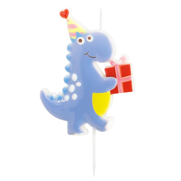 Svíčka Dinosaur modrý s dárkem 10cm 1ks